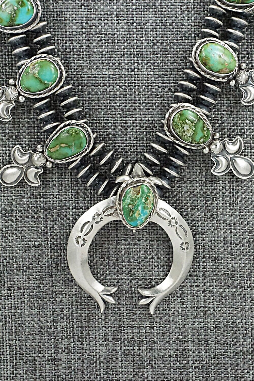 Turquoise & Sterling Silver Squash Blossom Set - Adrienne Gordon