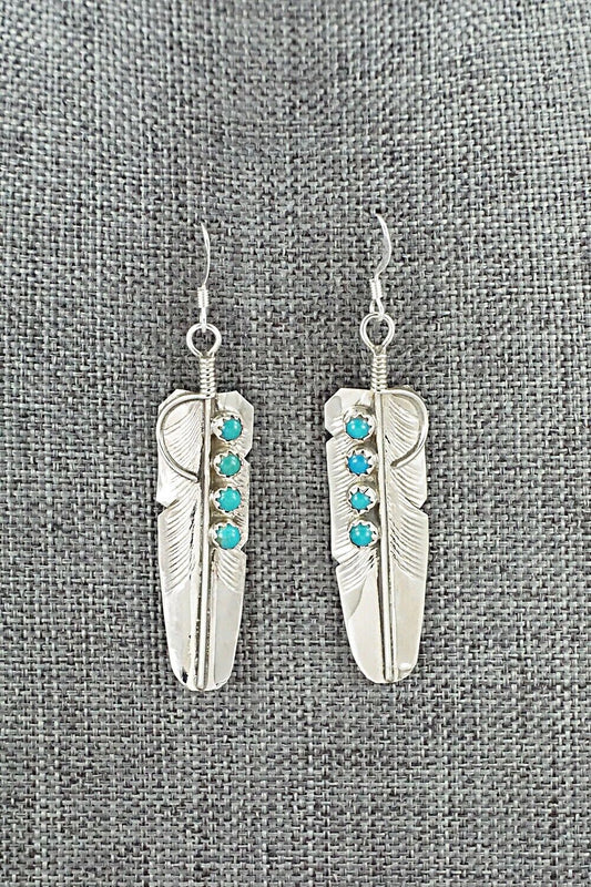 Turquoise & Sterling Silver Earrings - Chester Charley