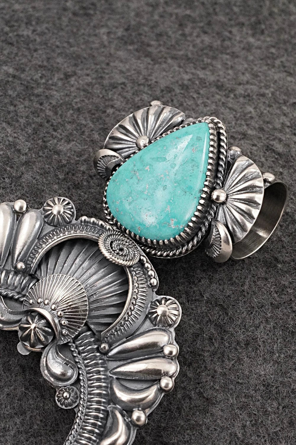 Turquoise & Sterling Silver Naja Pendant - Delbert Gordon