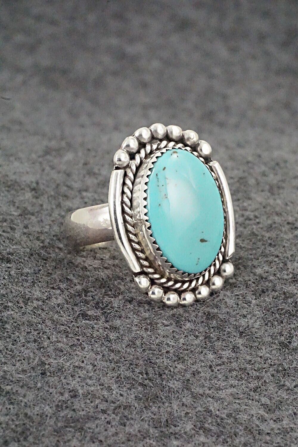 Turquoise & Sterling Silver Ring - Kenny Calavaza - Size 8.5