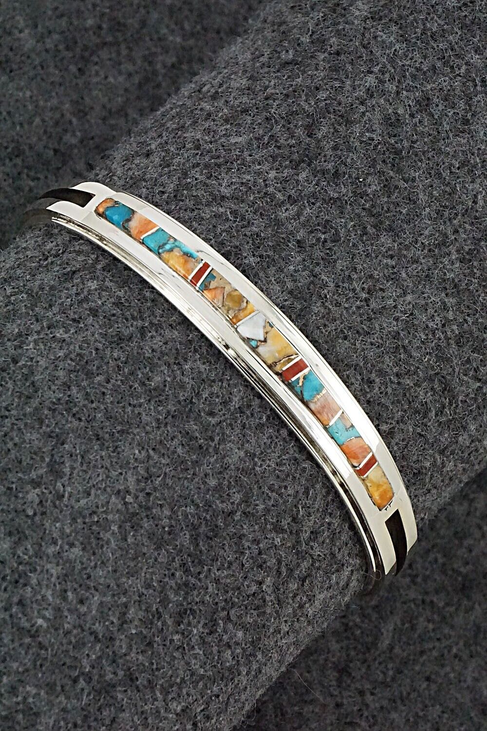 Turquoise, Coral, Spiny Oyster & Sterling Silver Bracelet - Wilbert Muskett Jr.