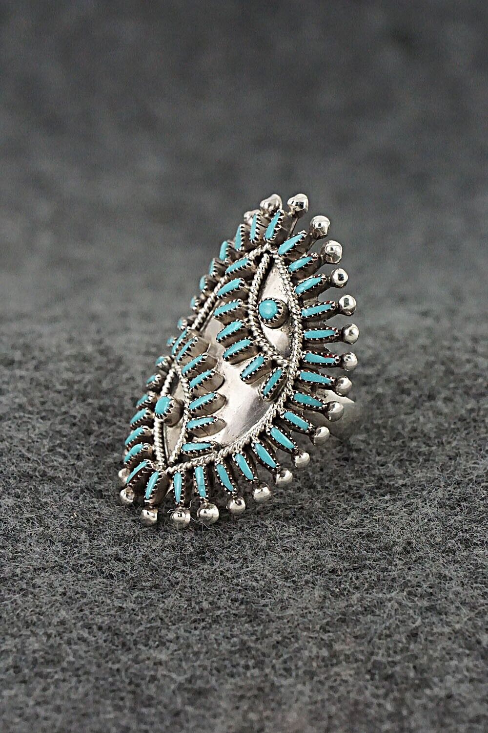 Turquoise & Sterling Silver Ring - Vincent Johnson - Size 7.75