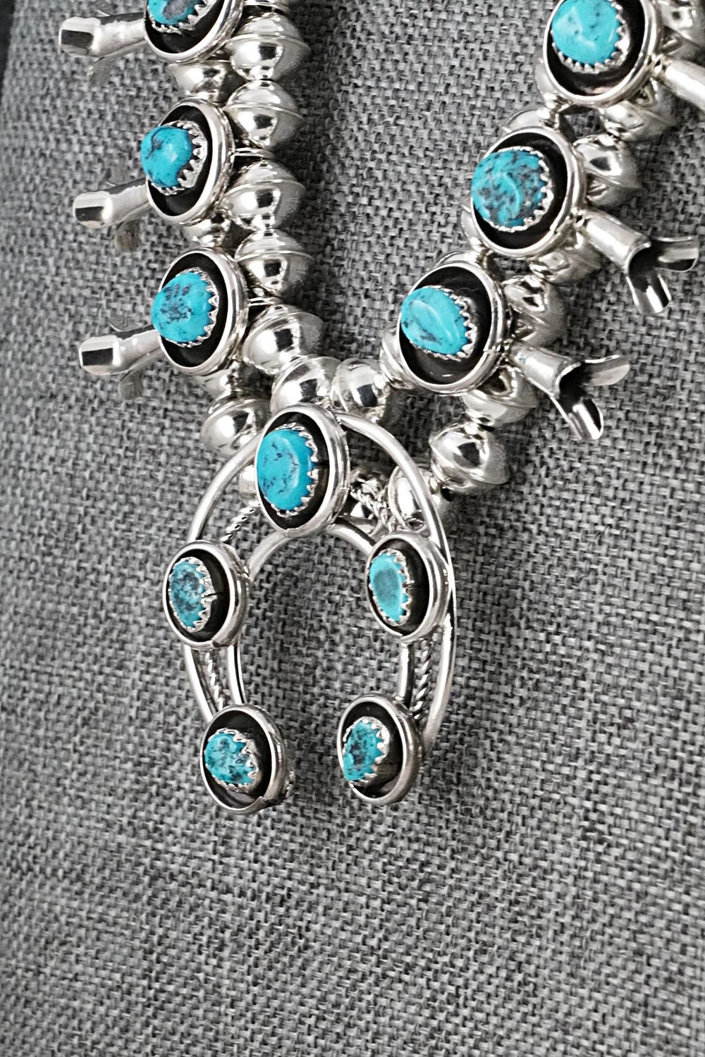 Turquoise & Sterling Silver Squash Blossom Set - Phil Garcia