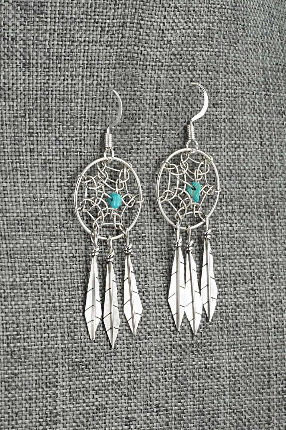 Turquoise & Sterling Silver Earrings - Lorenzo Arviso Jr.