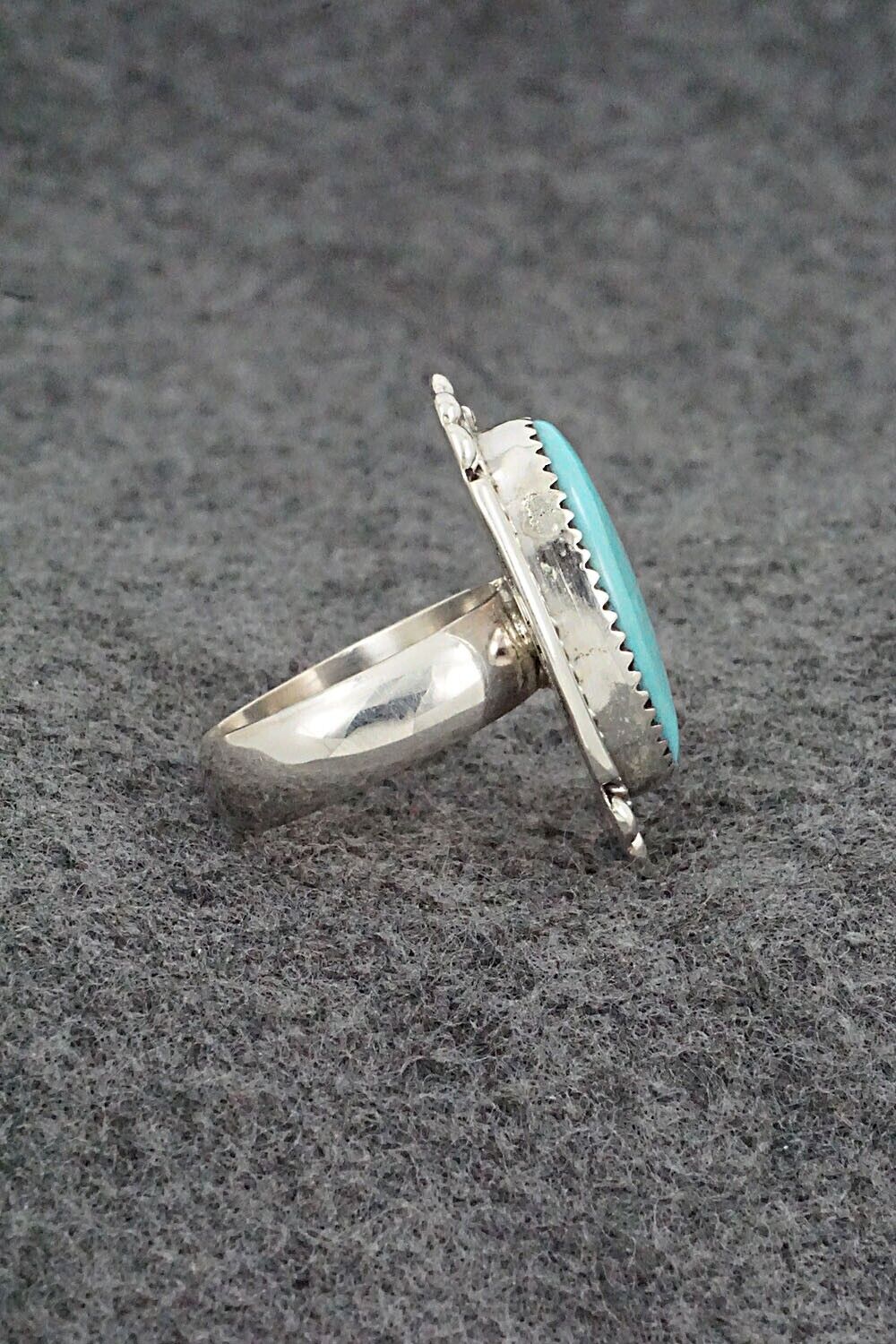 Turquoise & Sterling Silver Ring - Kenny Calavaza - Size 7.5