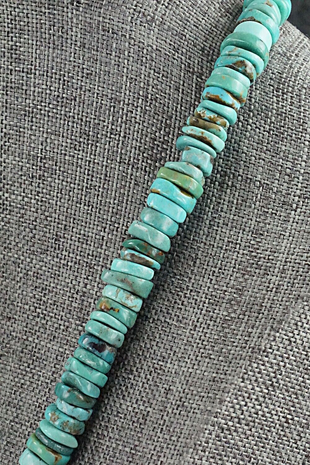Turquoise & Sterling Silver Necklace 18" - Doreen Jake
