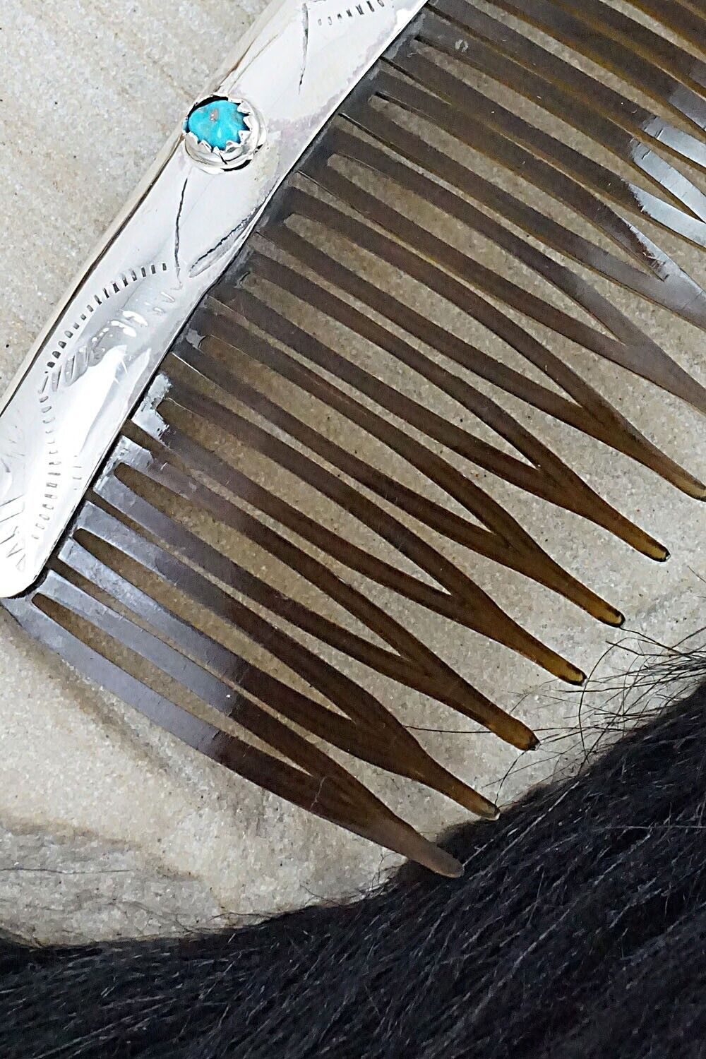 Turquoise & Sterling Silver Hair Combs - Randall Dalgai