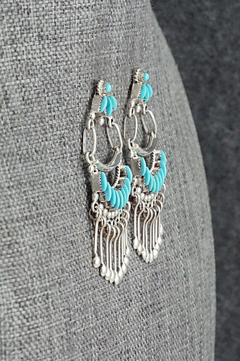 Turquoise & Sterling Silver Earrings - Stewart Natewa