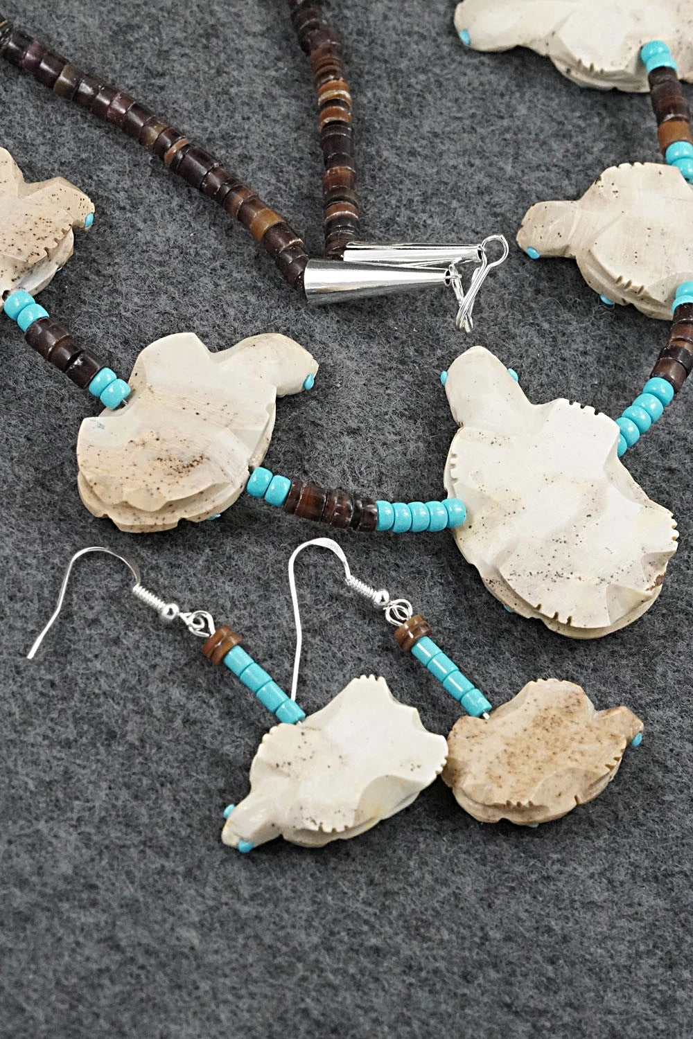 Multi-Stone Turtle Fetish & Sterling Silver Necklace Set - Dannette Laate