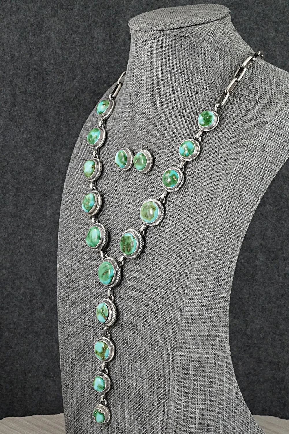 Turquoise & Sterling Silver Necklace and Earrings Set - Darrin Livingston