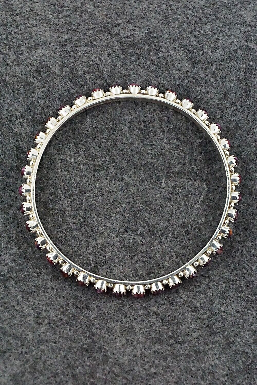 Spiny Oyster & Sterling Silver Bangle - Gaynell Parker