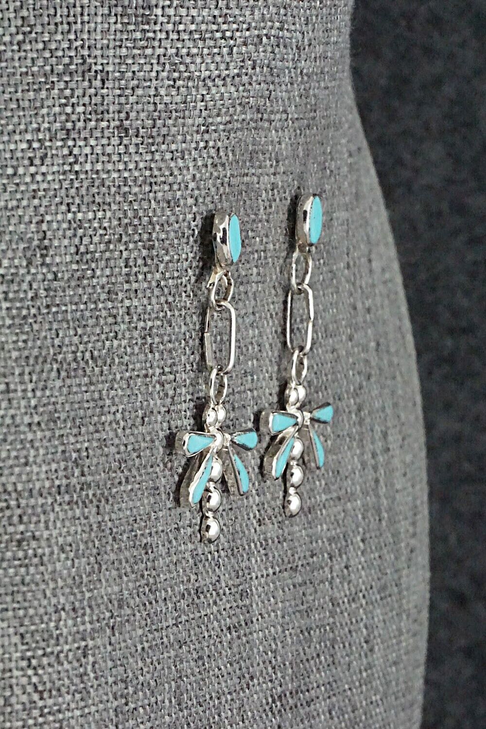 Turquoise & Sterling Silver Earrings - Erlene Edaakie