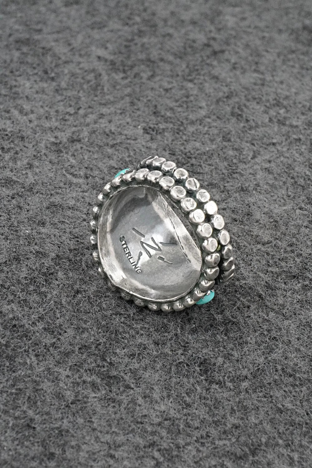 Turquoise & Sterling Silver Ring - Kenny Lonjose - Size 9.5