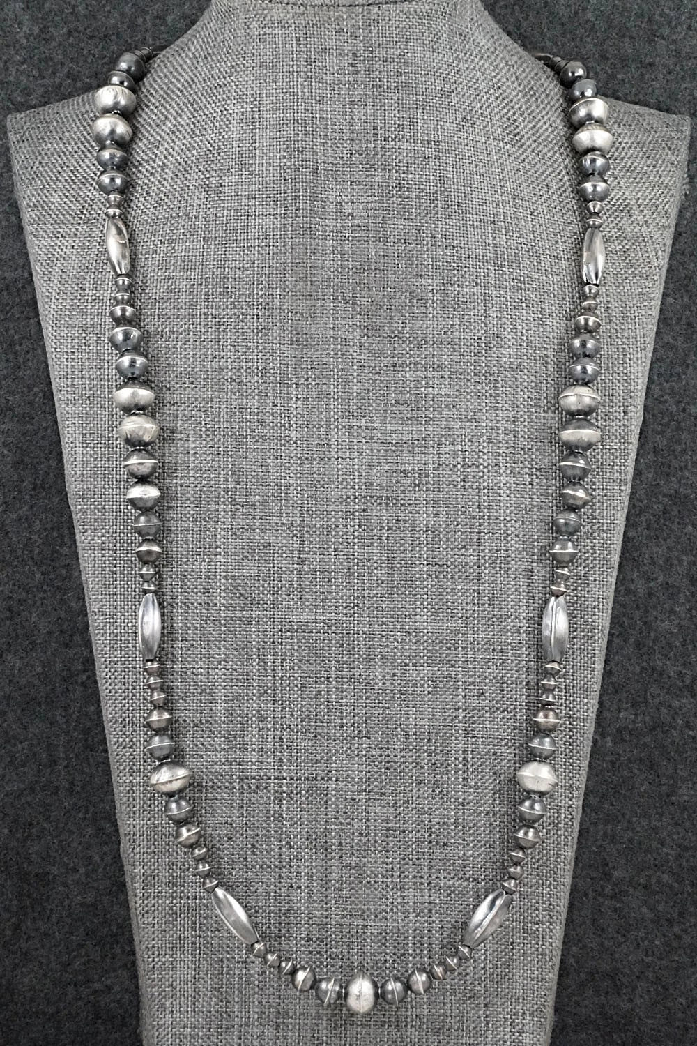 Sterling Silver Navajo Pearl Necklace 26" - Vintage