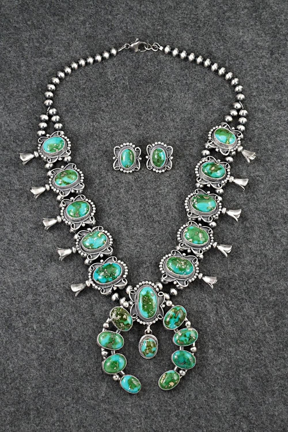 Turquoise & Sterling Silver Squash Blossom Set - Darrin Livingston