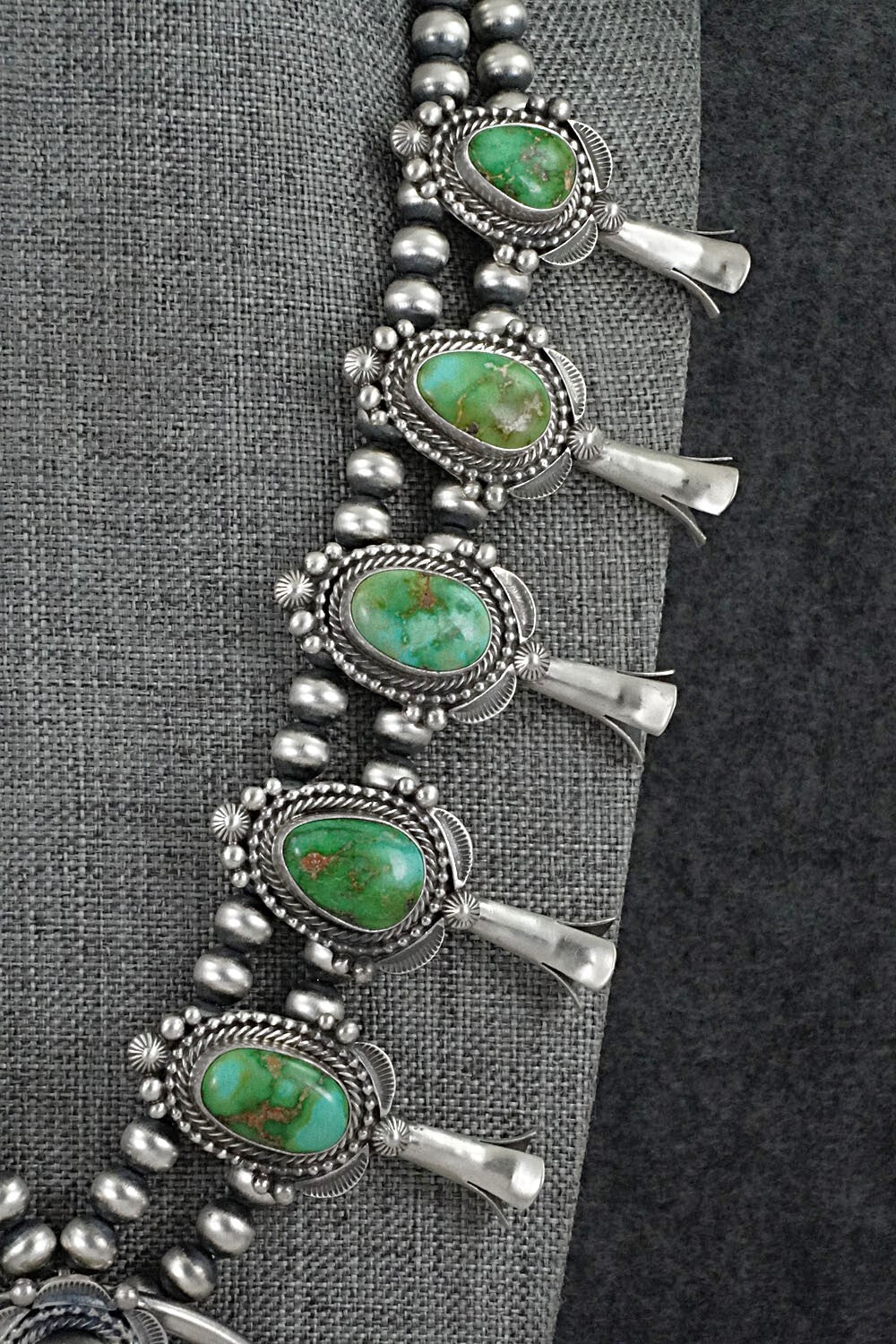 Turquoise & Sterling Silver Squash Blossom Set - Tom Lewis