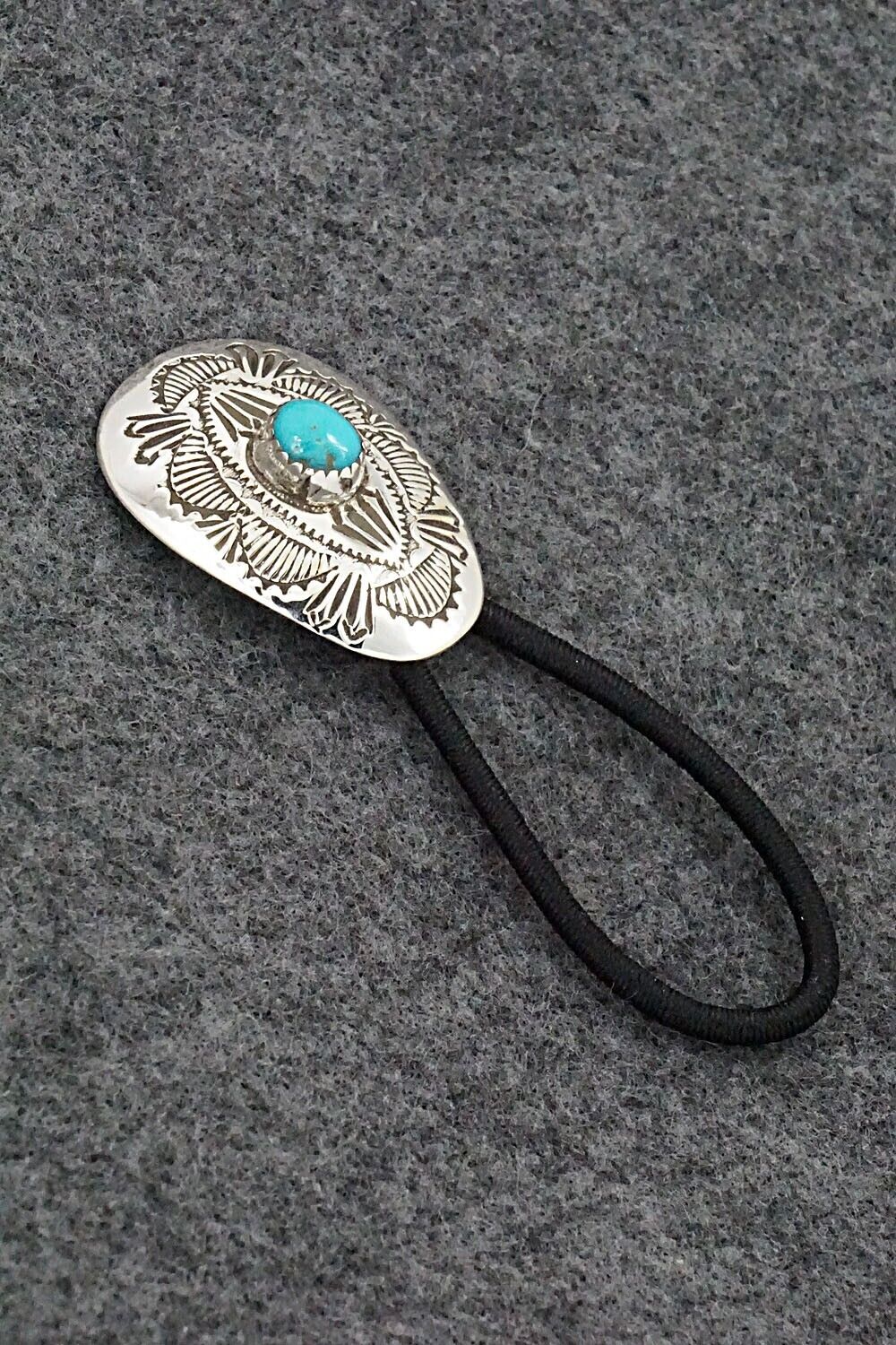 Turquoise & Sterling Silver Hair Tie - Shirley Skeets