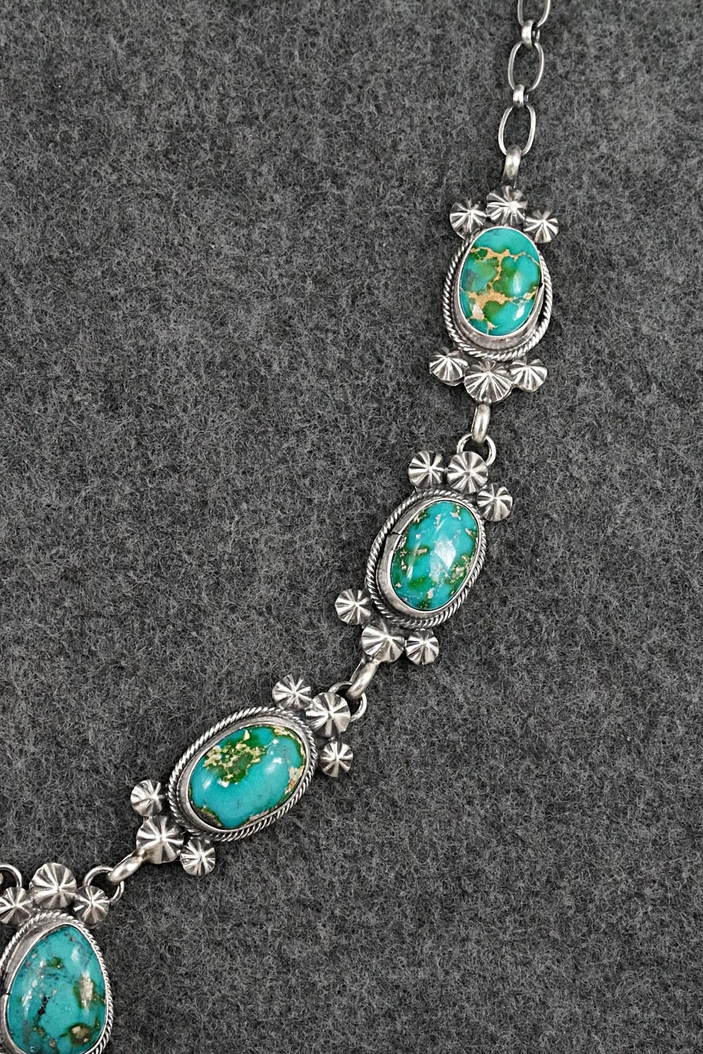 Turquoise & Sterling Silver Necklace and Earrings Set - Darrin Livingston