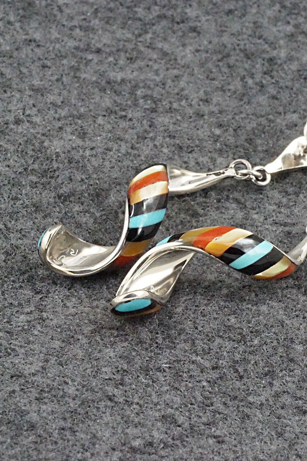 Multi-Stone & Sterling Silver Inlay Earrings - Idella Edaakie