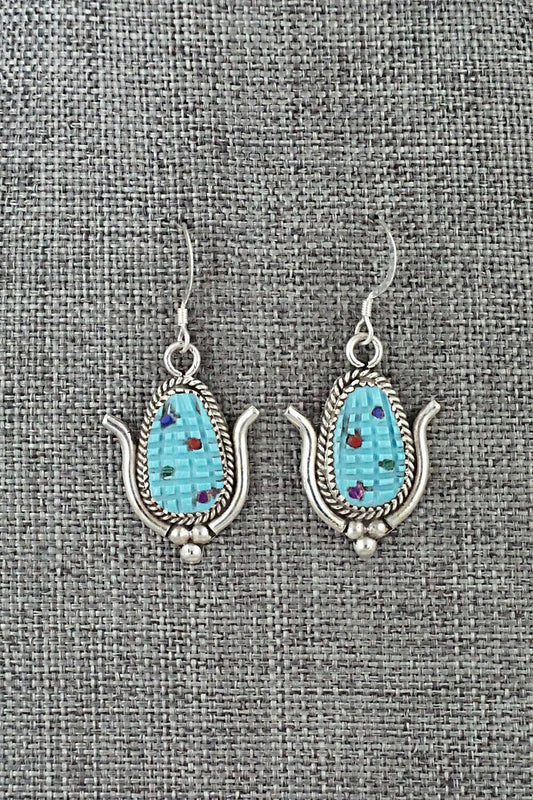 Turquoise & Sterling Silver Earrings - Tracy Bowekaty