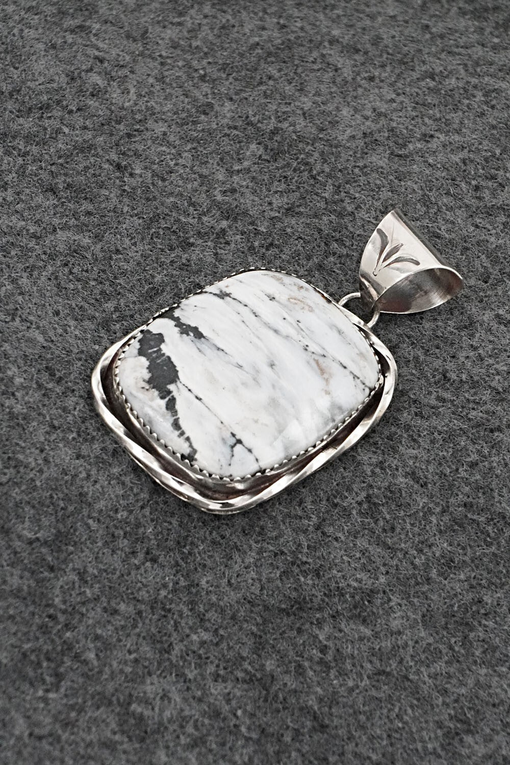 White Buffalo & Sterling Silver Pendant - Ernest Hawthorne