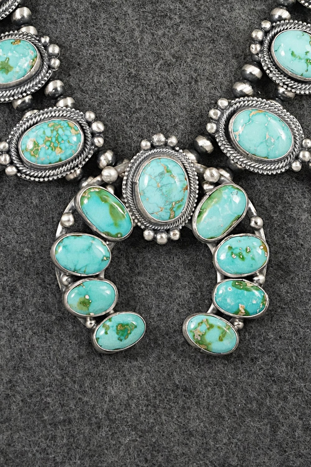 Turquoise & Sterling Silver Squash Blossom Set - Bobby Johnson