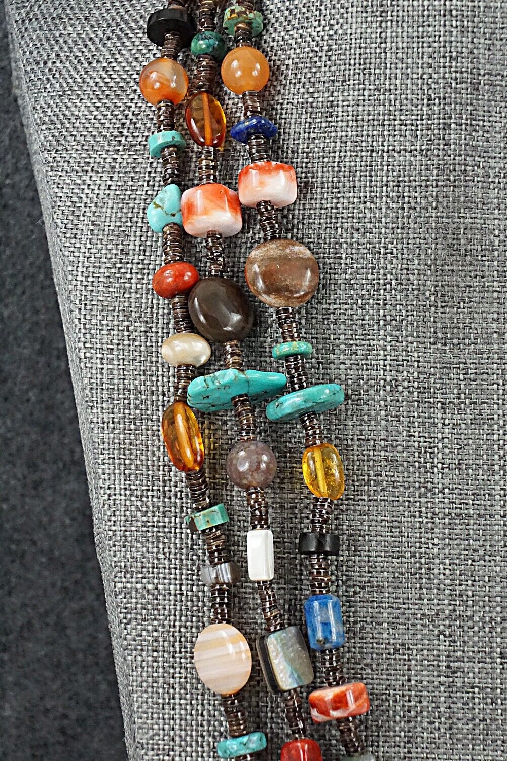 Multi-Stone & Sterling Silver Necklace 29" - Helen Tsosie