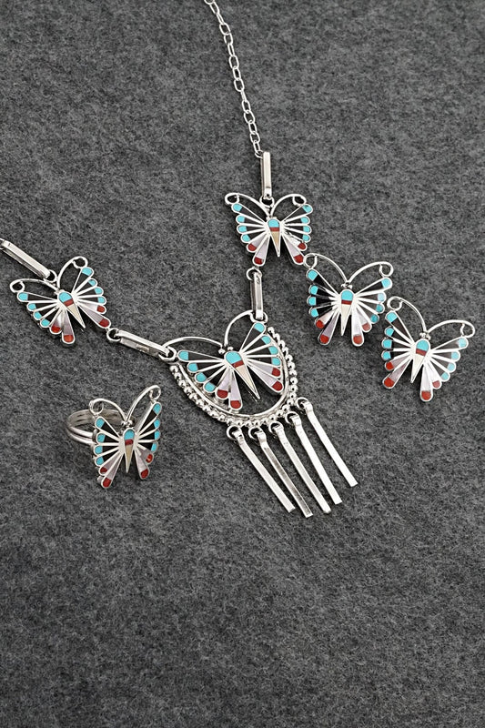 Multi-Stone & Sterling Silver Inlay Necklace Set - Adrian Wallace