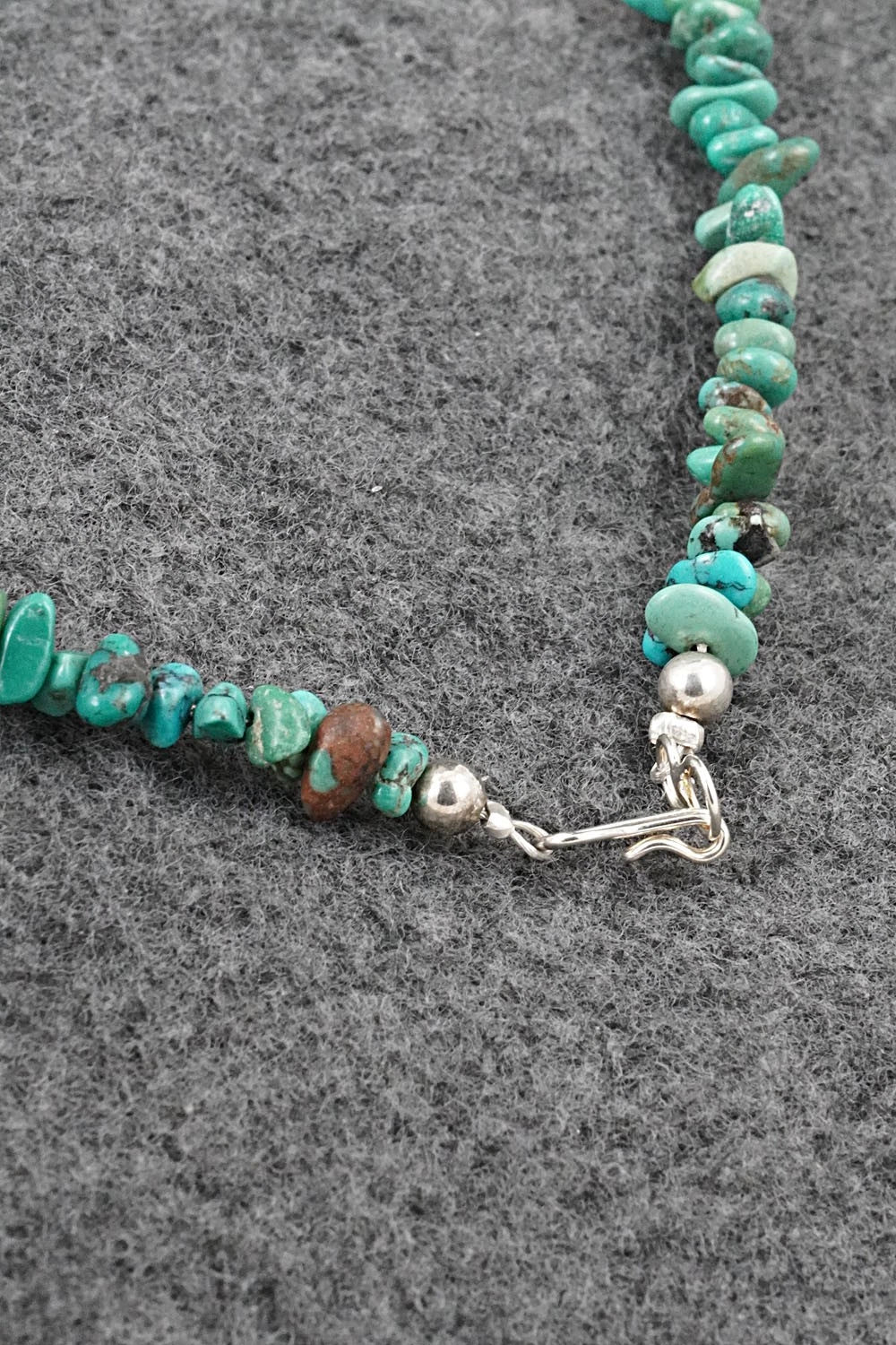 Turquoise, Spiny Oyster & Sterling Silver Necklace 17" - Doreen Jake