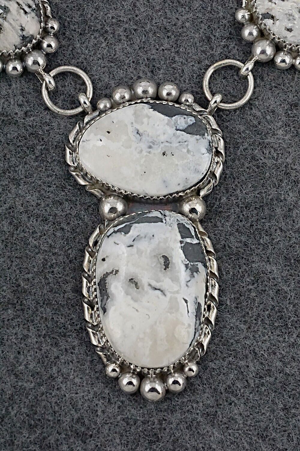 White Buffalo & Sterling Silver Necklace & Earrings Set - Alvin Joe