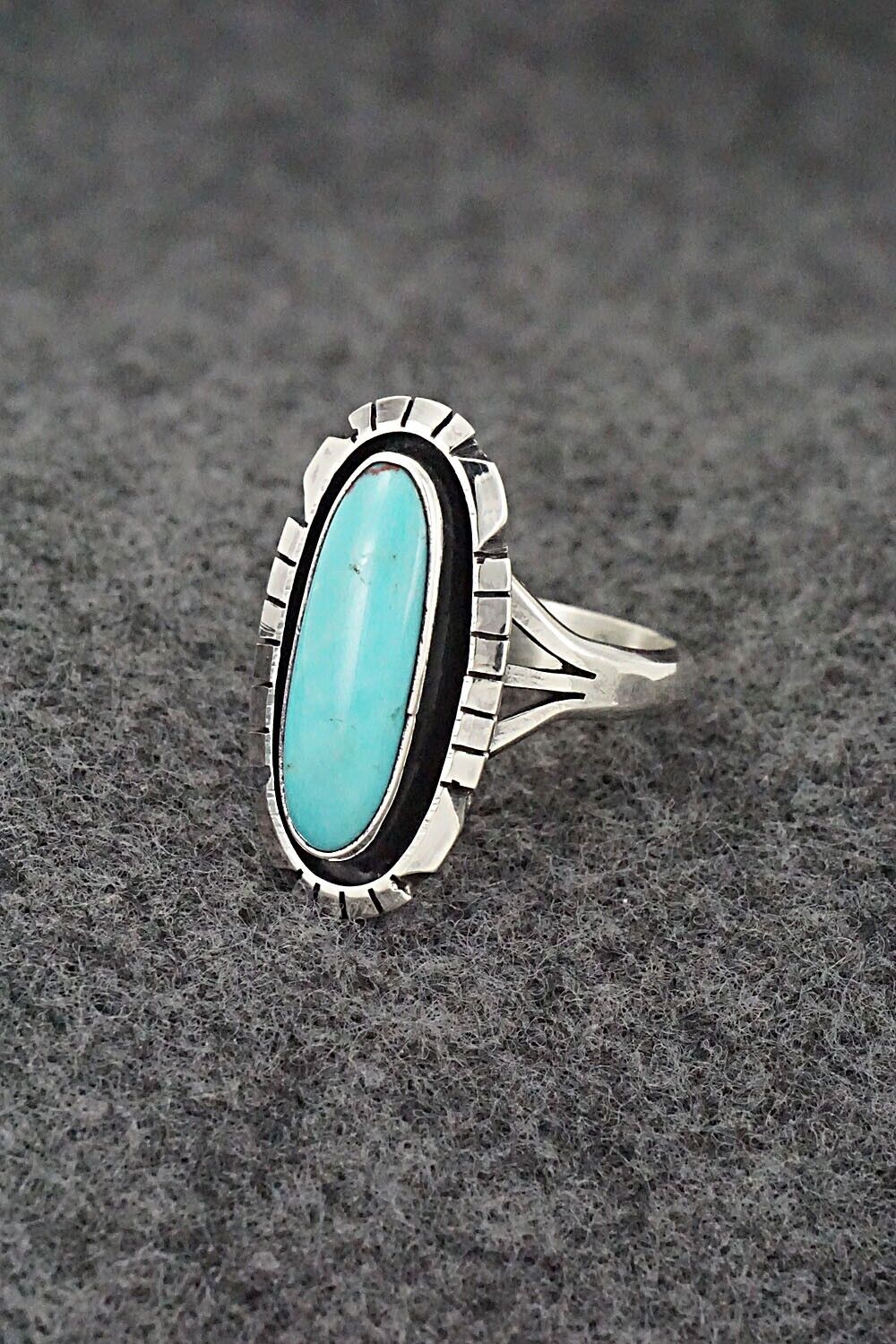 Turquoise & Sterling Silver Ring - Amos Begay - Size 7