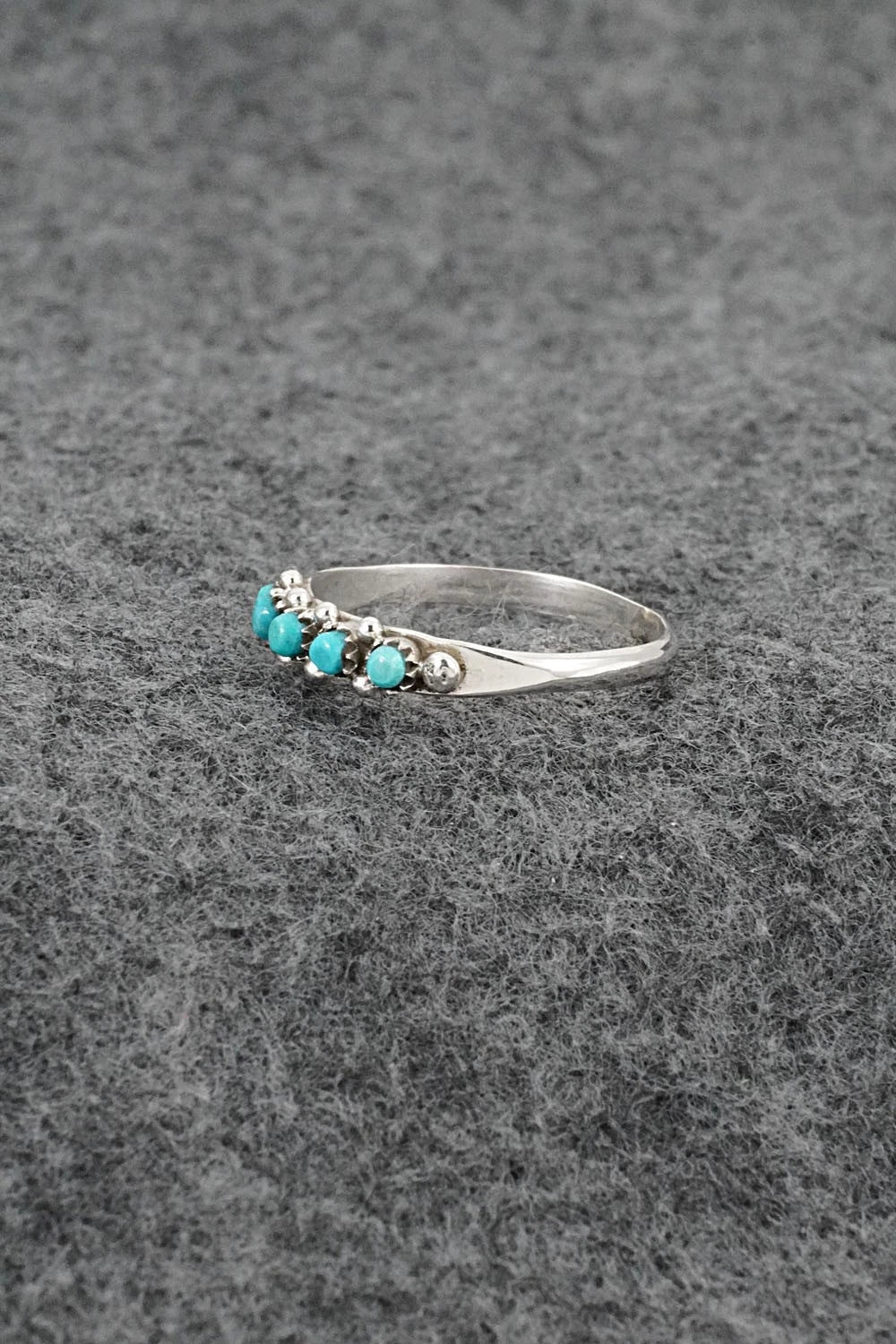 Turquoise & Sterling Silver Ring - April Haloo - Size 8.5