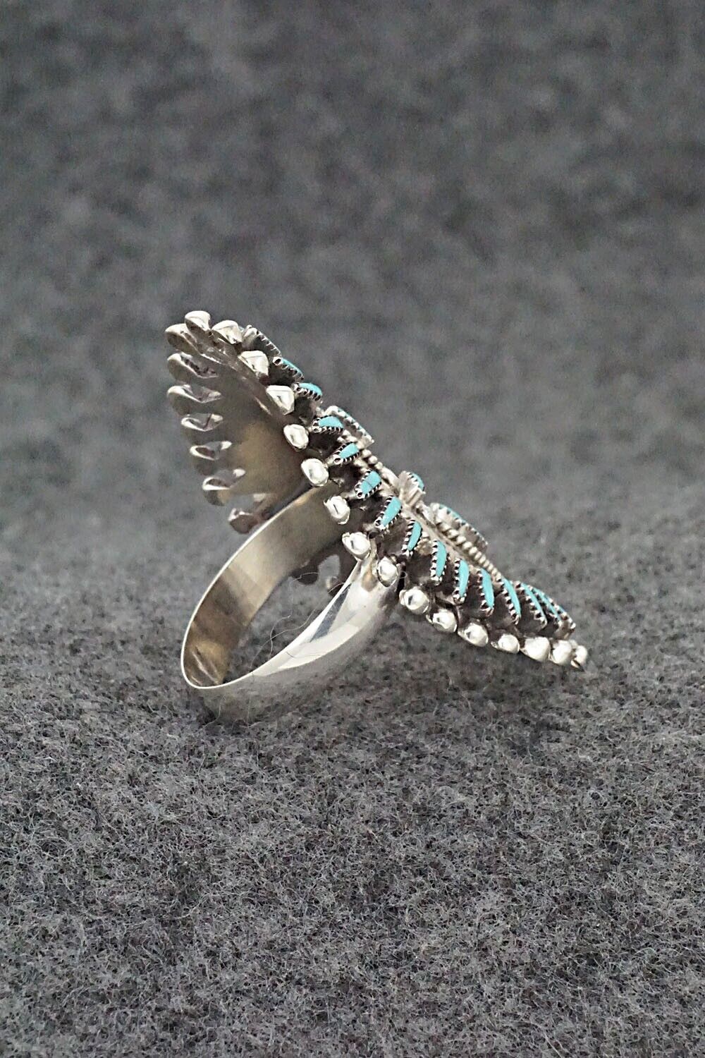 Turquoise & Sterling Silver Ring - Vincent Johnson - Size 8.5