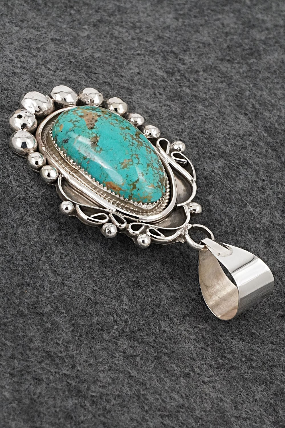 Turquoise & Sterling Silver Pendant - Leslie Nez