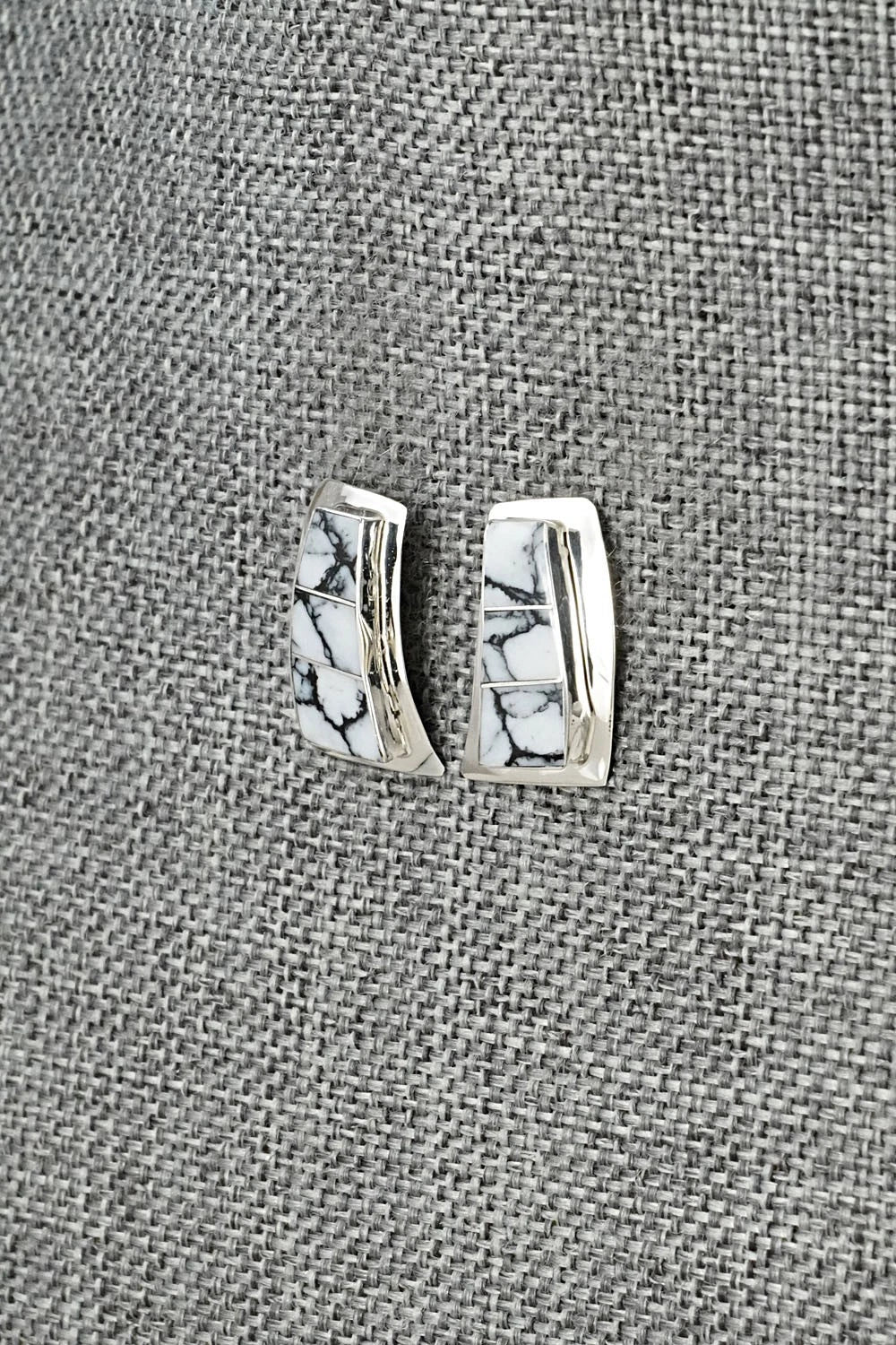 White Buffalo & Sterling Silver Earrings - Nathaniel Johnson