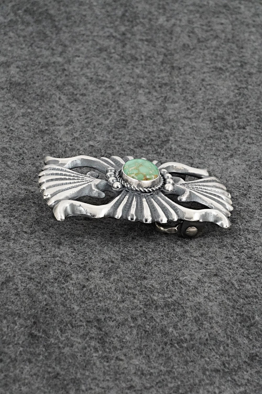 Turquoise & Sterling Silver Belt Buckle - Harrison Bitsue