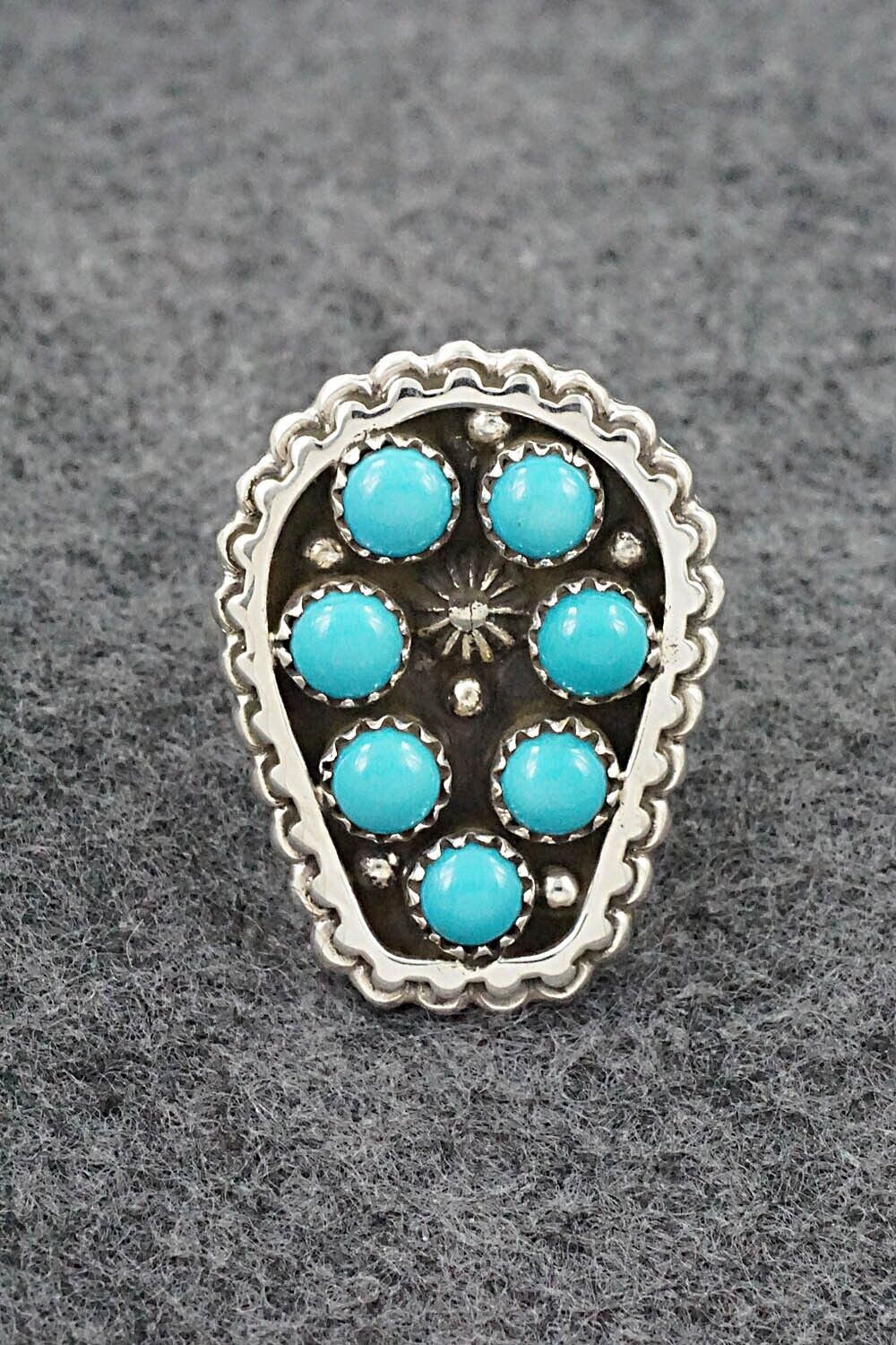 Turquoise & Sterling Silver Ring - Kenny Lonjose - Size 9.5