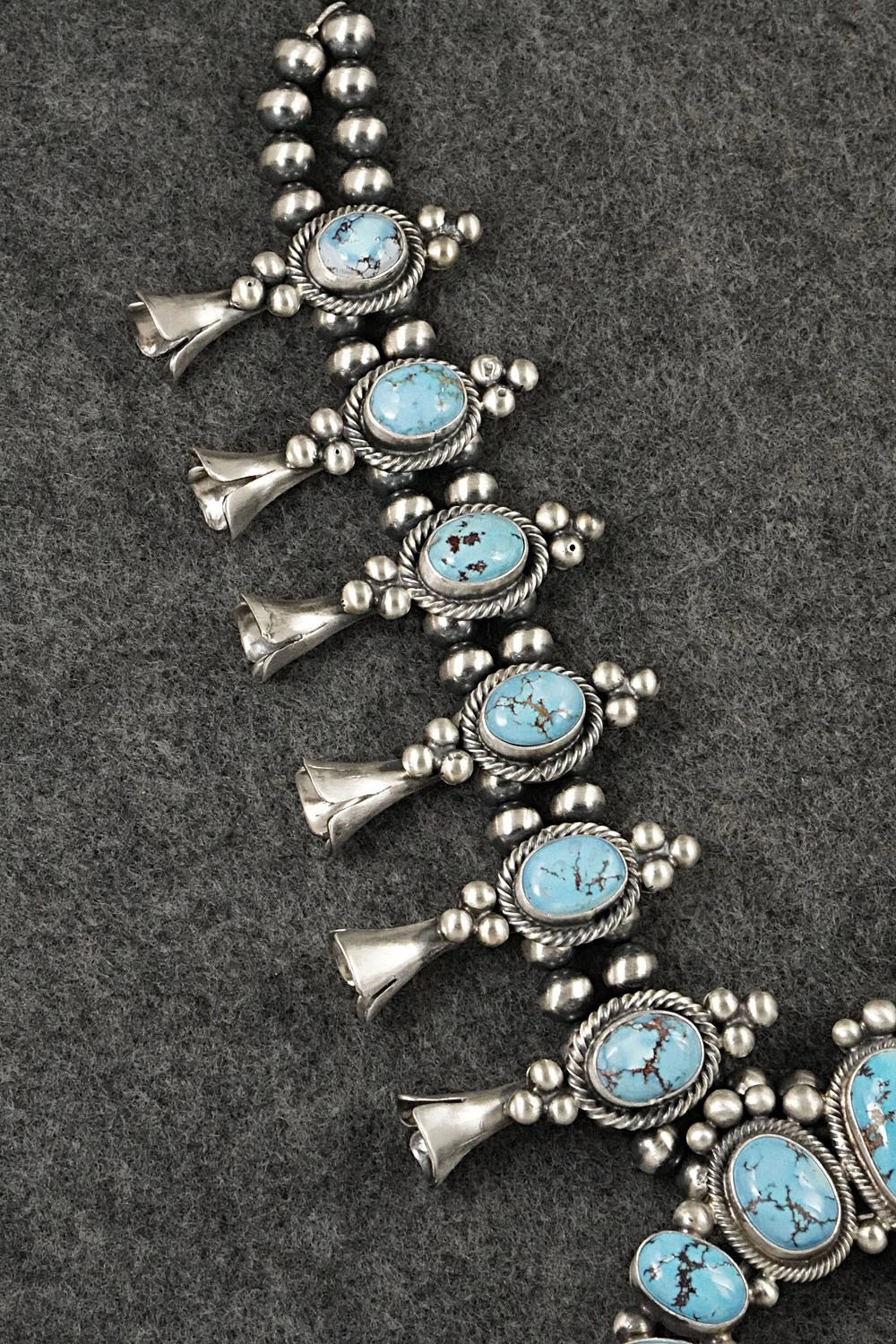 Turquoise & Sterling Silver Squash Blossom Set - Paul Livingston