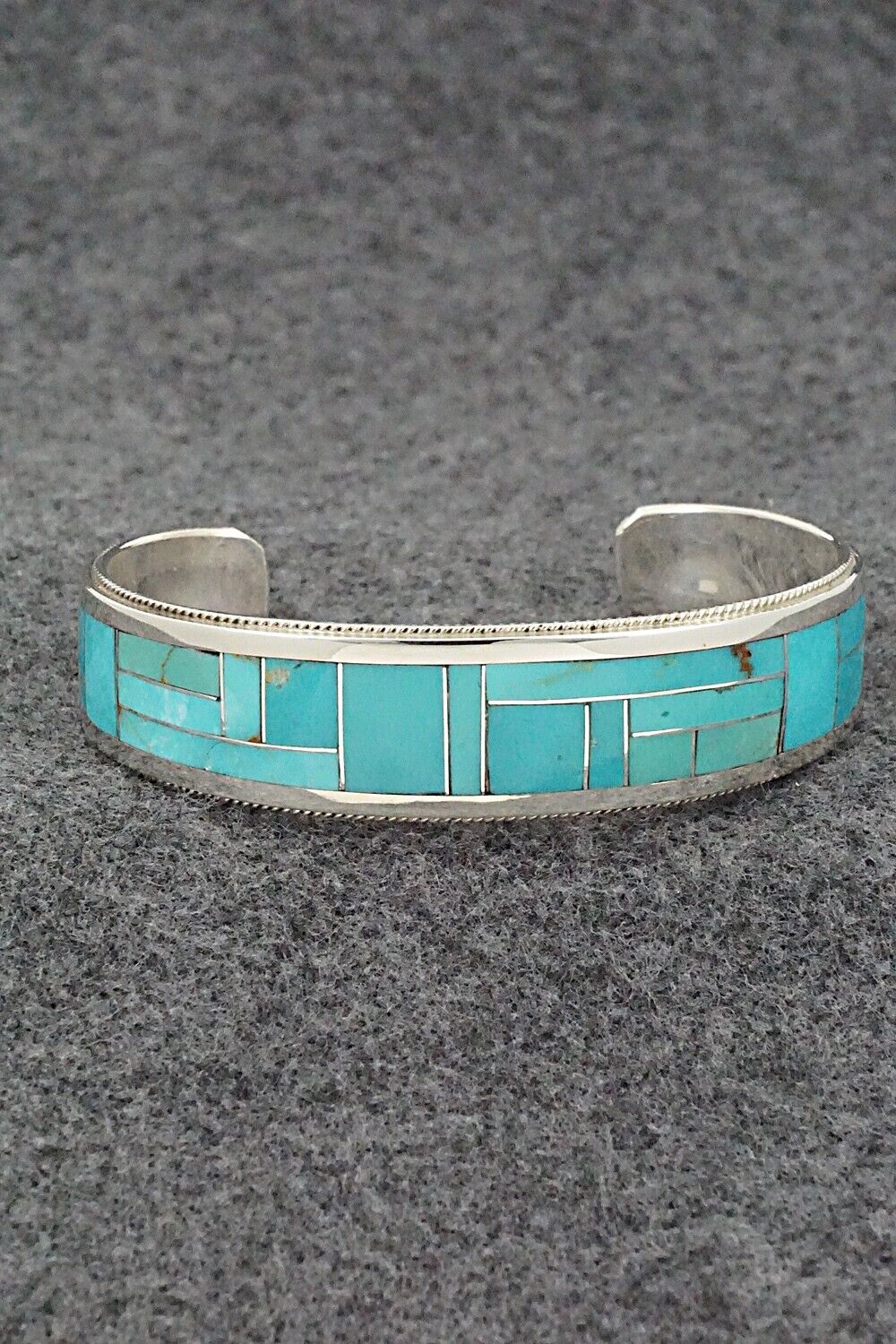 Turquoise & Sterling Silver Inlay Bracelet - Glendora Booqua