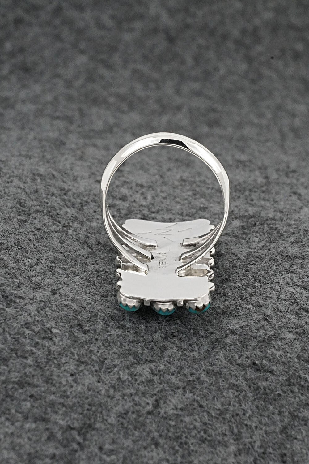 Turquoise & Sterling Silver Ring - Kenny Lonjose - Size 9