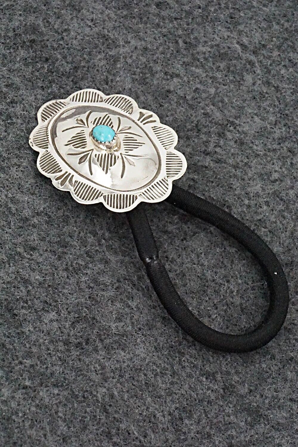 Turquoise & Sterling Silver Hair Tie - Bertha Begay
