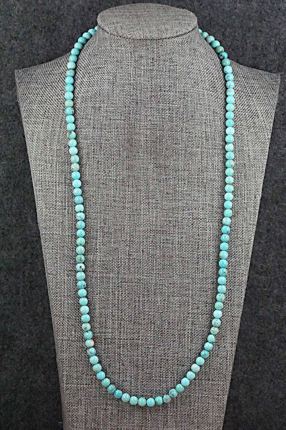 Turquoise & Sterling Silver Necklace 24" - Doreen Jake