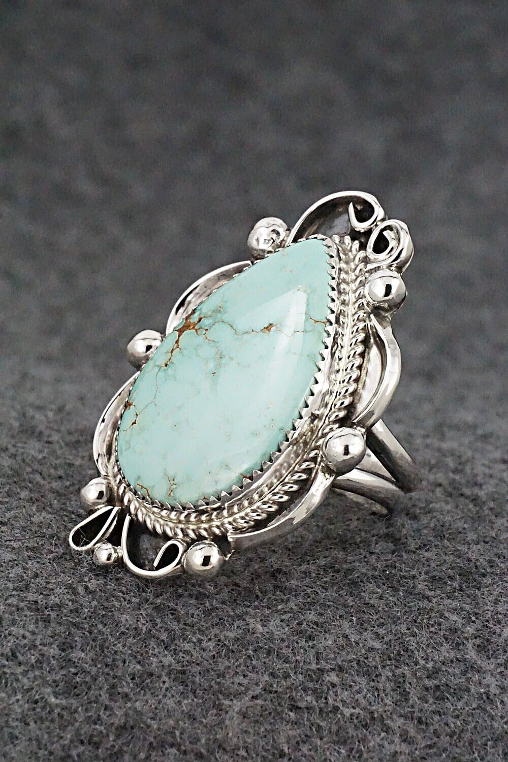 Turquoise & Sterling Silver Ring - Leslie Nez - Size 9