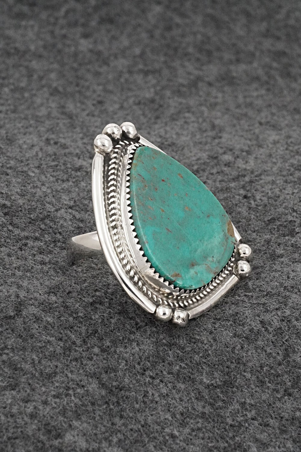 Turquoise & Sterling Silver Ring - Leslie Nez - Size 7 Adj.
