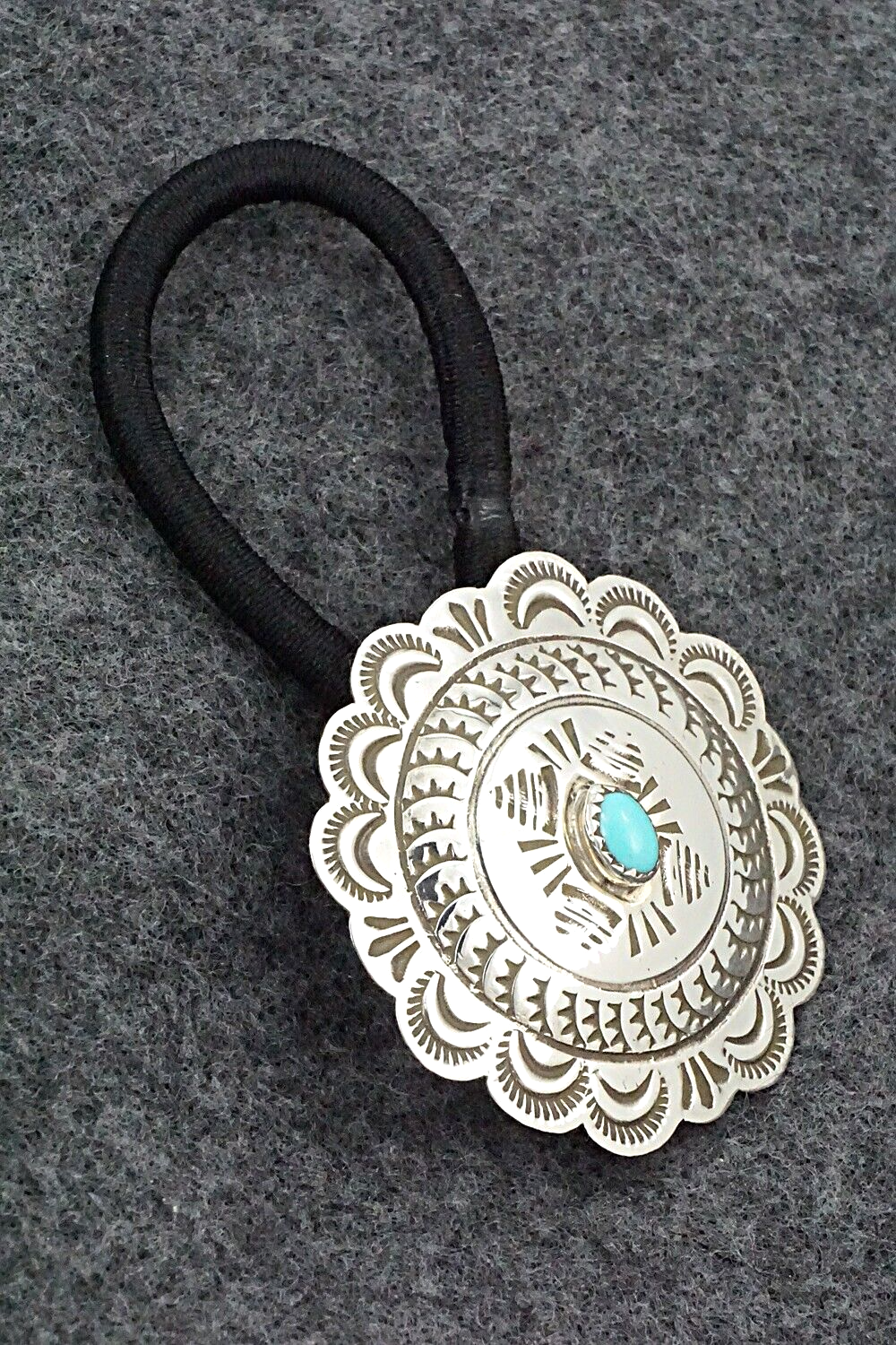 Turquoise & Sterling Silver Hair Tie - Bertha Begay