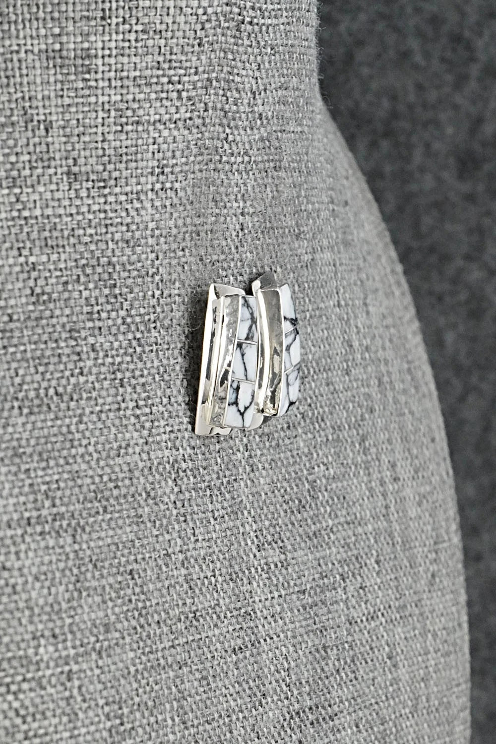 White Buffalo & Sterling Silver Earrings - Nathaniel Johnson
