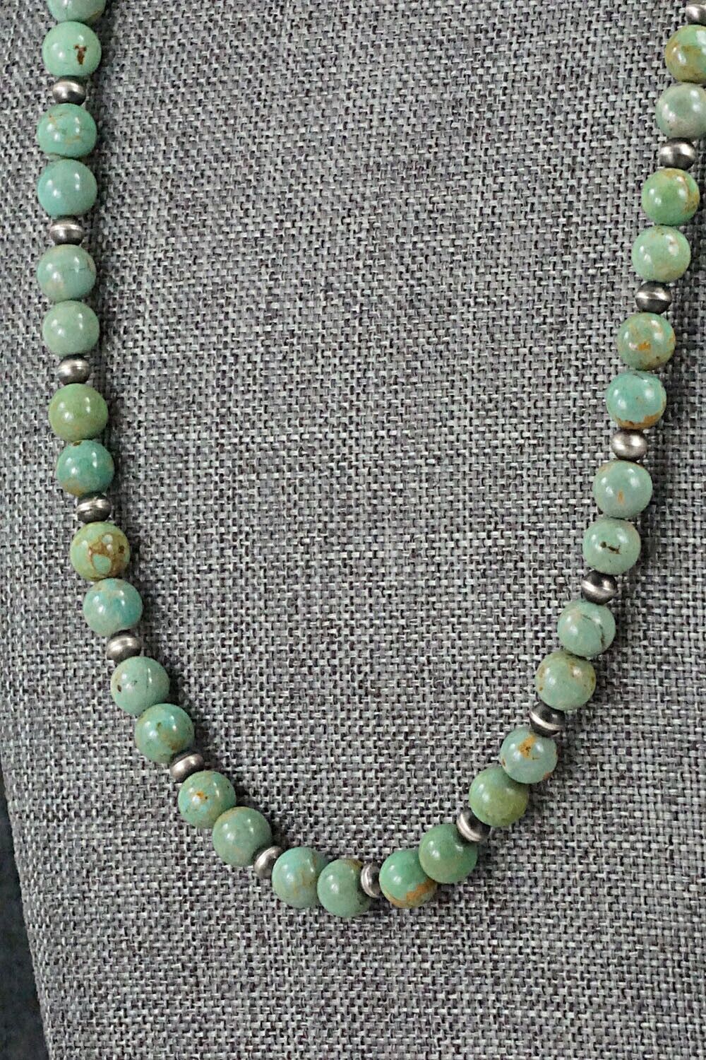Turquoise & Sterling Silver Necklace 22" - Doreen Jake