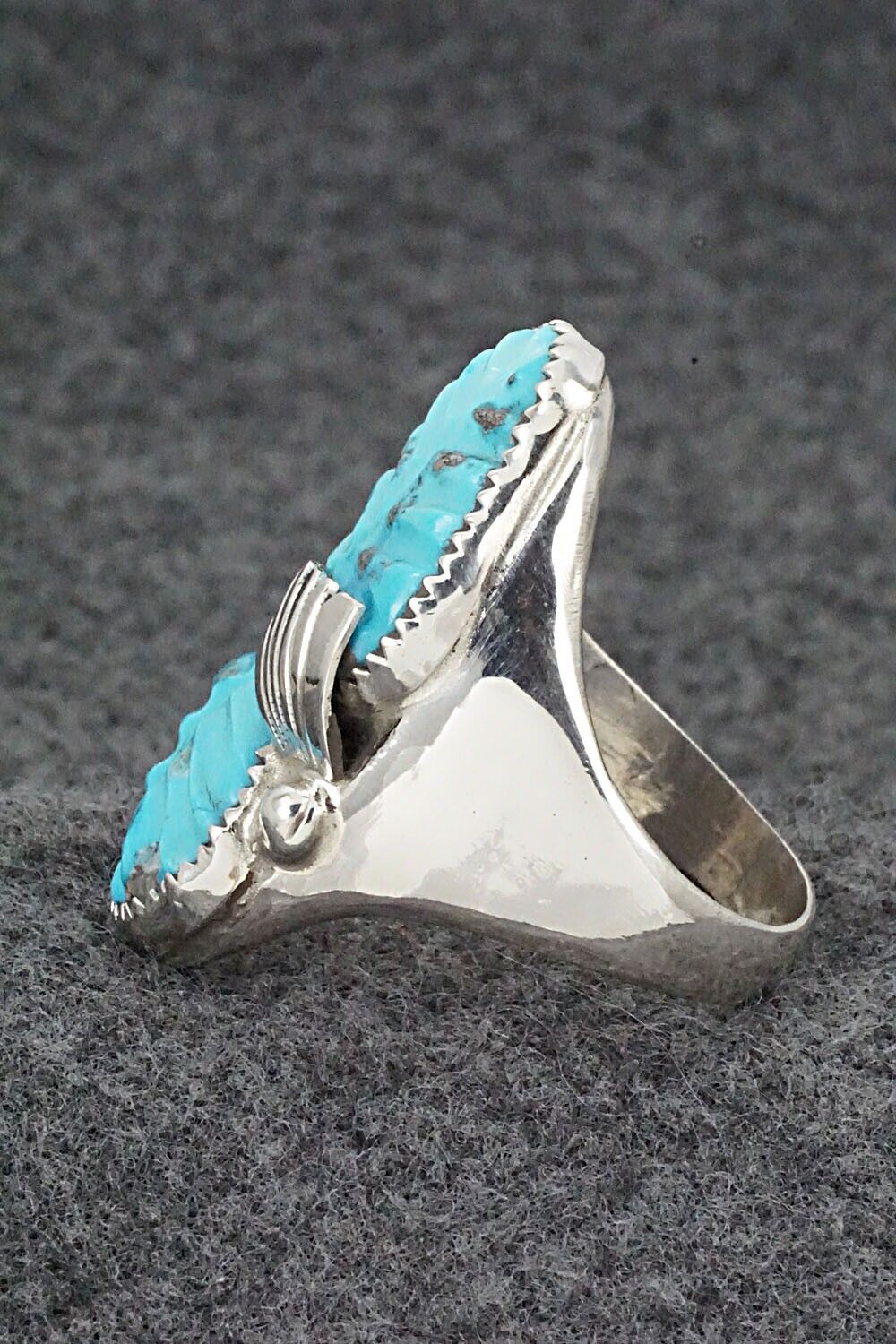 Turquoise & Sterling Silver Ring - Lyolita Tsattie - Size 13.5