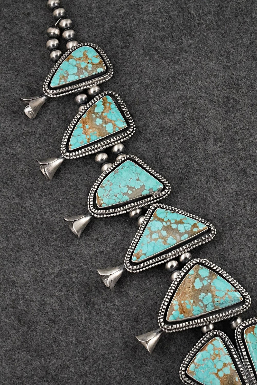 Turquoise & Sterling Silver Squash Blossom Set - Paul Livingston