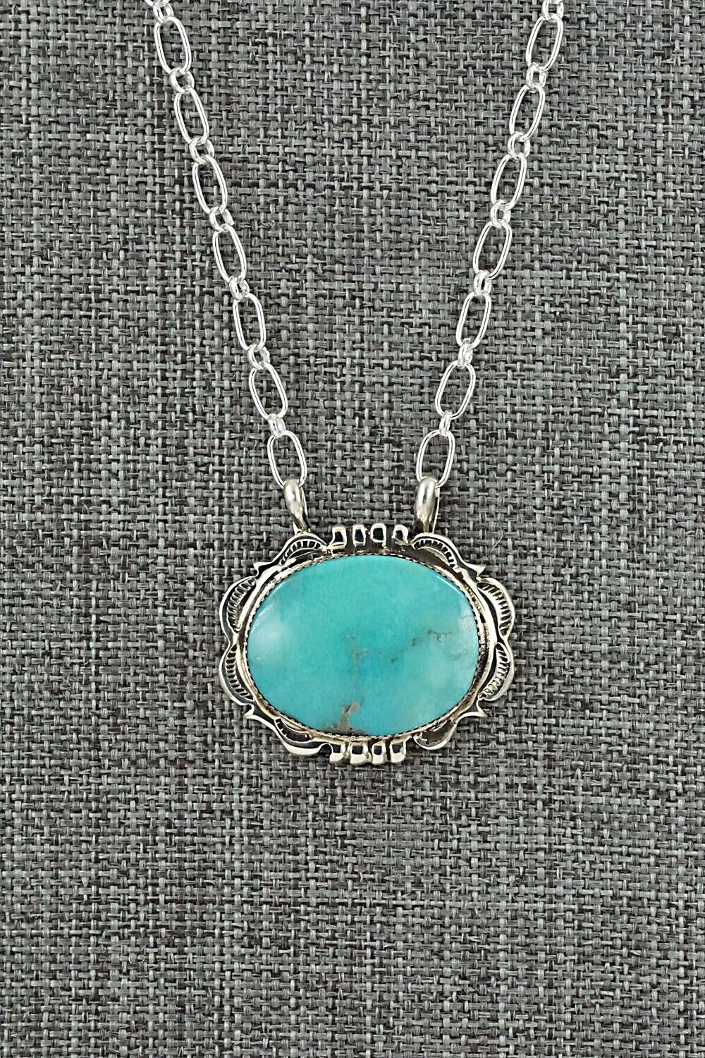 Turquoise & Sterling Silver Necklace - Leroy Silversmith